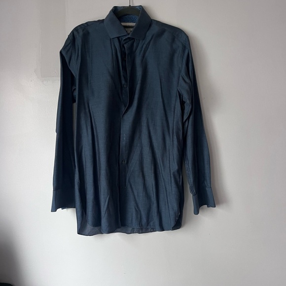 Ted Baker Dark Blue Lightweight Button Down 100% cotton dress shirt NWOT - Picture 4 of 7